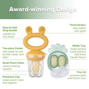 Haakaa Baby Fruit Food Feeder & Mini Freezer Nibble Tray Combo, Breastmilk Popsicle Molds for Baby Cooling Relief, BPA Free Silicone Feeder for Safe Infant Self Feeding, 4 Month+ (Mustard) by TinyTreasures Baby Boutique