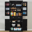 usikey 72” Kitchen Pantry Cabinet, Tall Storage Cabinet with 4 Doors and 1 Drawer, Freestanding Cupboard with 6 Hanging Shelves and Adjustable Shelves for Kitchen, Dining Room,Living Room, Black by CozyNest Decor