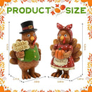 Thanksgiving Turkey Decor - 2Packs Resin Turkey Couple Standing Figurines Thanksgiving Decorations- Fall Decor Indoor for Tables Centerpieces Harvest Farmhouse Kitchen by CozyNest Decor