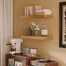 IAE Floating Wall Shelves 16 inch,Bathroom Shelves Wall Mounted,Invisible Shelves Floating Kitchen Shelves,Wooden Wall Shelves with Brackets for Living Room Wall Mounted,Easy Install,Set of 2,Natural by CozyNest Decor