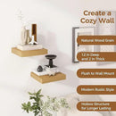 Fun Memories 12 Inch Floating Shelf, Rustic Wood Wall Shelves for Wall Decor & Storage, 12 x 12 Floating Shelf for Living Room, Bathroom, Bedroom, Oak, Set of 2 by CozyNest Decor