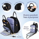 RUVALINO Diaper Bag Backpack, Multifunction Travel Pack Maternity Baby Changing Bags, Large Capacity, Waterproof, Black by TinyTreasures Baby Boutique
