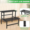 Metal Plant Stand Outdoor Plant Shelf Indoor,2 Tier Heavy Duty Ladder Plant Stands for Multiple Plants,26" L x 20.25" H x 17.75" W,Black by GreenHaven Gardens