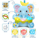 Baby Elephant Musical Stuffed Animals Toy with Light-Up Music & Crinkle,Infant Bilingual Early Learning Education Toys,1st Easter Basket Shower Stuffers for 0-3-6-12+ Months Boy Girl Gifts,Blue by TinyTreasures Baby Boutique