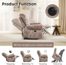 EBELLO 3 Pieces Reclining Couch Furniture Set for Living Room, Double 1 Seat Power Recliner Chair with Massage and Heat, a 3 Seater Manual Sofa, Vintage Rivet Mid-Century Design, Brown by CozyNest Decor