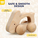 TOY Life Wooden Toys Cars, Montessori Toys for Babies 0-6-12 Months, Babies Bunny Rattle Cars for Toddlers 1-3, Wooden Baby Toys Gift 1 Year Old, Baby Boy Nursery Decor, Elephant & Rabbit Toy Car by TinyTreasures Baby Boutique