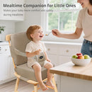 Toddler Booster Seat for Kitchen Chair, 2-in-1 Dining Table Booster Seat with Backrest & Adjustable Straps – Easy-Clean, PU Portable Toddler Eating Travel Increasing Cushion - Dark Coffee by TinyTreasures Baby Boutique
