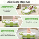 Collapsible Baby Bathtub for Newborn, Foldable Baby Bath Tub with Thermometer & Soft Floating Cushion & Drain Hole, Portable Travel Infant Bath Tubs for Newborns to Toddler 0-36 Months Girl, Green by TinyTreasures Baby Boutique