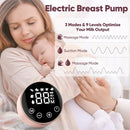 Electric Breast Pump, 3 Modes 9 Levels,Whisper-Quiet Electric Breast Pump, Anti-Backflow, Touchscreen LED，Portable for Home & Travel by TinyTreasures Baby Boutique