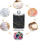 2 Pack Qtip Holder Organizer Dispenser Gold Black Marble Texture Bathroom Storage Canister Cotton Ball Holder Container for Cotton Pads/Swabs/Floss by CozyNest Decor