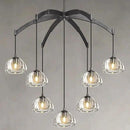 Modern Crystal Chandeliers, Black Round Chandelier for Dining Room, Large Arc Chandelies for Living Room, 7-Light Dining Room Light Fixture 34" Pendant Light Chandelier for Staircase Bedroom by CozyNest Decor