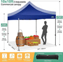COBIZI 10x10 Ez Pop Up Canopy Tent with 4 sidewalls Heavy Duty Canopy UPF 50+, 100% Waterproof Outdoor Canopy Wedding Tents for Parties Instant Portable Gazebo with Roller Bag, Navy Blue by GreenHaven Gardens