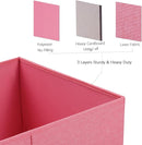 HOONEX Linen Foldable Storage Bins with Lids, 2 Pack, Storage Boxes with Carrying Handles and Sturdy Heavy Cardboard, 16.5" L x 11.8" W x 7.5" H for Shoes, Books, Clothes, Nursery, Pink by TinyTreasures Baby Boutique