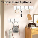 Folding Coat Hooks, Wall Mounted Coat Rack with 5 Retractable Hooks, Heavy Duty Towel Rack for Bathroom Wall Hook for Hanging Clothes Bathrobe, Stainless Steel Coat Hanger for Entryway(White) by CozyNest Decor