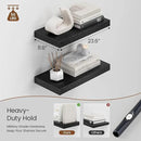 Heimlove 12" Deep Black Floating Shelves for Wall, 24 Inch Wall Shelf Bathroom Shelves Set of 2, Wall Mounted Shelves for Books Living Room Laundry Room Bedroom Kitchen Home Office by CozyNest Decor