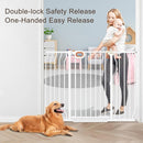 owlie 37.4" Extra Tall Wide Baby Gate for Stairs Doorways,29-52 Inch Extra Large Long Baby Gate with Door Indoor Safety Metal Pressure Mounted Pet Gate with Walk-Thru Auto Close, White by TinyTreasures Baby Boutique
