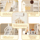 XJD 5 in 1 Toddler Slide, Kids Slide for Toddlers Age 1-3, Outdoor Indoor Playset for Toddlers with Basketball Hoop and Ball, Storage Space and Non-Slip Steps Telescope (Beige) by TinyTreasures Baby Boutique