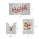 US States Philadelphia Design 3 Piece Bathroom Rugs Set | Red