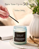 M&SENSE White Lazy - Clean Cotton & Jasmine Scented Natural Soy Wax Jar Candles for Home Decor 7.05oz 50 Hour Long Lasting Burning, Non Toxic Organic Natural Relaxing Candle for Women by CozyNest Decor