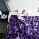 Cozy Bliss Faux Fur Throw Blanket for Couch, Fuzzy Soft Plush Thick Bubble Blanket for Sofa Bedroom Living Room, 60 * 80 Inches Tie-dye Purple by CozyNest Decor