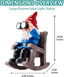 Solar Garden Gnome Statues Resin Gnome Figurines Sitting on Rocking Chair Outdoor Telescope Gnome Gifts for Yard, Patio Decor Gift by CozyNest Decor