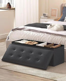 Storage Ottoman Bench, Folding Ottoman Foot Rest, 15 x 43 x 15 Inches, End of Bed Bench,Storage Chest, for Living Room, Bedroom, Hallway, Entryway, Holds up to 700 lb,Black by CozyNest Decor