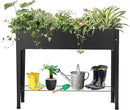Piksedo Raised Garden Bed, Elevated Planter Metal Plant Box with Legs Standing Garden Stand Drainage Holes Frosted Black by GreenHaven Gardens