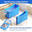 Collapsible Baby Bathtub Foldable Bathtub for Toddler Portable Large Foldable Bath Tub Bathtub for Kids Petite with Thermometer and Storage Basket (Blue) by TinyTreasures Baby Boutique