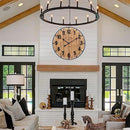 Large Old Town Farmhouse Wall Clock 24 Inch Rustic Antique Wood with Metal Circle and Large Numerals Silent Battery Operated Wall Clock for Office Kitchen Bedroom Living Room by CozyNest Decor