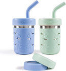 Pandaloo® Smoothie Cups for Kids - Stainless Steel Toddler Tumbler with Straw, Sippy Cup for Smoothies - BPA-Free, Toddler Snack Cups, 10 oz by TinyTreasures Baby Boutique