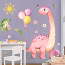 Large Pink Dinosaur Wall Decals Cartoon Dino Balloon Flower Wall Stickers Peel and Stick Wall Art Decor for Girls Baby Nursery Kids Bedroom Playroom Classroom Toddlers Wall Decor by TinyTreasures Baby Boutique