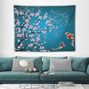Houselerax Japanese Koi Fish Tapestry, Cherry Blossoms Asian Oriental Green Teal Flower Branch Koi Fish Carp Tapestries Wall Hanging for Bedroom Living Room Office Decor 80"x60" by CozyNest Decor