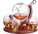 Etched World Decanter Whiskey Globe