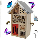 TIHOOD Natural Wooden Hanging Bee House for Gardens Natural Wooden Butterfly Hotel for Bee, Butterfly, Ladybirds, Habitat, Bee Hotel Garden by GreenHaven Gardens