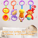 Baby Toys, Cartoon Animal Hanging Rattle Toys, Handbells Baby Rattles, Baby Bed Crib Car Seat Travel Stroller Toys for Infant, Best Birthday Gift for Newborn, 4 Pack by TinyTreasures Baby Boutique