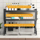 Kitchen sink rack dishwashing sink countertop dustproof cupboard storage multifunctional tableware storage drain rack double layer,KeepKitchen Sink Shlef Organized Space-Saving(Black,85cm/33.5in) by CozyNest Decor