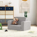 Toddler Chair Sherpa Kids Couch, 2-in-1 Toddler Soft Kids Sofa Toddler Lounger Chair for Bedroom, Convertible Toddler Couch for Girls and Boys, Reading Chair for Kids, Grey by CozyNest Decor