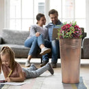 KOL 22''H 2-Pack Planter with Water Level Indicator - Galvanized Steel Pot - Self Watering Planters Flower Pot for Plant - Inner Pot Design - Round Metal Planter Box - Indoor Outdoor Planting - Bronze by CozyNest Decor