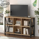 FATORRI 6 Cube Storage Organizer with Shelf, Long Wood and Metal Cubby Bookcase, Industrial Horizontal Bookshelf (Rustic Oak, 47 Inch) by CozyNest Decor