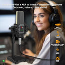 RHM Podcast Equipment Bundle, All-in-One Audio Interface DJ Mixer with Microphone, Stand, Monitor Earphone, Audio Mixer With Sound card for PC/Laptop/Phone, Streaming/Podcasting/Gaming (M9 Set) by TinyTreasures Baby Boutique
