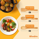 Riveira Bamboo Wooden Spoons for Cooking 3-Piece, Apartment Essentials Wood Spatula Spoon Nonstick Kitchen Utensil Set Premium Quality Housewarming Gifts for Everyday Use by CozyNest Decor