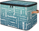Custom Storage Basket with Name, Personalized Storage Bins with Zipper Lid, Foldable Fabric Storage Box Large capacity with Handle Grey Blue Green by TinyTreasures Baby Boutique
