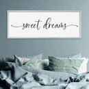 SRSZHIYUE Sweet Dreams Above Bed Wall Decor, 32"x12" Large Rustic Master Bedroom Over Bed Sign Guest Room Couples Wood Framed Farmhouse Horizontal Hanging Decoration (White) by CozyNest Decor
