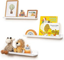 Picture Ledge Shelf for Wall, 24 inches Solid Pine Wood Nursery Book Shelves 3 Packs, Floating Ledge Shelves for Kids' Room Bedroom Bathroom Living Room Photo Frames Office Nursey Wall Decor, White by TinyTreasures Baby Boutique