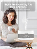 Versatile Essential Oil Diffuser, 300ml Aroma Diffuser with Bluetooth Speaker and Alarm Clock, 7 Colors LED Light Aromatherapy Diffusers & Cool Mist Humidifier 3-Level Brightness, Auto-Off Protection by CozyNest Decor