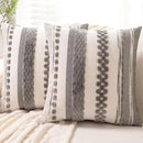 Boho Throw Pillow Covers 18x18 Set of 2 Farmhouse Decorative Cushion Case Striped Square Pillows Cover Chenille Pillow Cases Accent Neutral Pillowcase for Sofa Couch Bed,Gray by CozyNest Decor