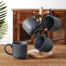 famiware Coffee Mugs Set of 6, Starlight 11 oz Mug Cup Set with Handle for Coffee, Tea, Cocoa, Milk - Ceramic Stoneware Mug Set, Matte Black Grey by CozyNest Decor