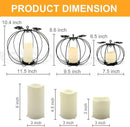 Halloween Metal Pumpkin Candle Holder, 3 Pcs Light up Black Pumpkin Lantern with LED Flickering Yellow Candle Lights Build in Timer for Thanksgiving Halloween Harvest Fall Home Decor by CozyNest Decor