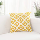HWY 50 Mustard Yellow Decorative Throw Pillow Covers 18x18 Inch, Pack of 2 Embroidered Cotton Farmhouse Cushion Cover Pillow Case for Sofa Couch Living Room Bed Bedroon, Geometric Diamond Floral by CozyNest Decor