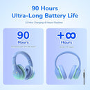 EarFun K4 Kids Bluetooth Headphones, Wireless Headphones with LED Lights, 74/85/94dBA Volume Limited, Built-in Mic, 90H Playtime, Bluetooth 5.4 Over Ear Headphone for iPad/Tablet/PC/School (Green) by TinyTreasures Baby Boutique